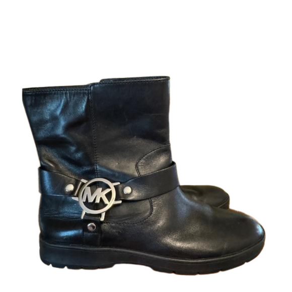 MICHAEL KORS Fulton Black Leather Biker Moto Bootie US Size 9 M - Picture 2 of 9
